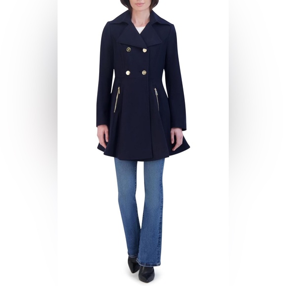 🖤 Laundry by Shelli black skirted wool blend coat. Size medium. EUC. 🖤 - Picture 1 of 9